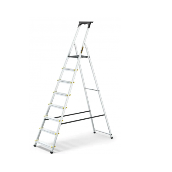 Majapidamisredel DRABEST ALD8 PRO 150 kg, ühepoolne riiuliga, 8 astet (DR-AL-D8-PRO-Ż+CZ+P )