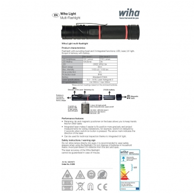 Многофункциональный фонарь магнитный с лазером и UV лучем WIHA 6