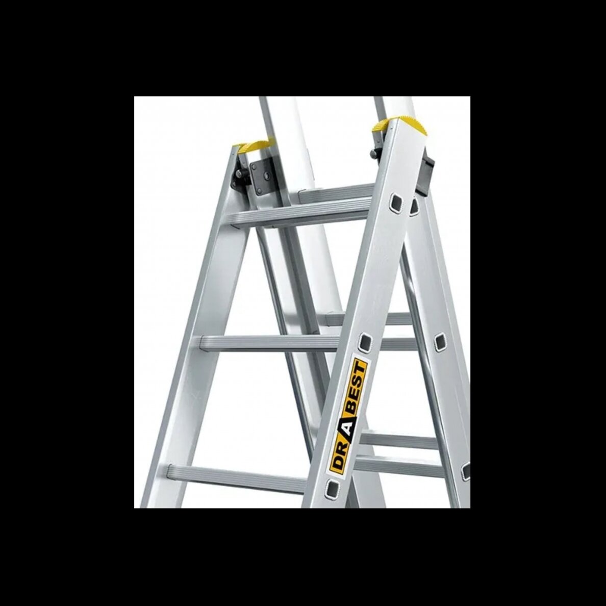 DRABEST PRO aliuminio kopėčios 3 dalių, 3x6 pakopos, 150 kg 4 DRABEST PRO aliuminio kopėčios 3 dalių, 3x6 pakopos, 150 kg 4