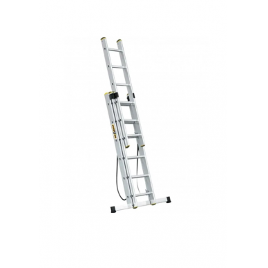 DRABEST PRO aliuminio kopėčios 3 dalių, 3x6 pakopos, 150 kg 1 DRABEST PRO aliuminio kopėčios 3 dalių, 3x6 pakopos, 150 kg 1