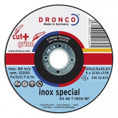 Oтрезной диск DRONCO AS46/AS 30T INOX CUT + GRIND T27 (115 x 2,5 x 22,23)