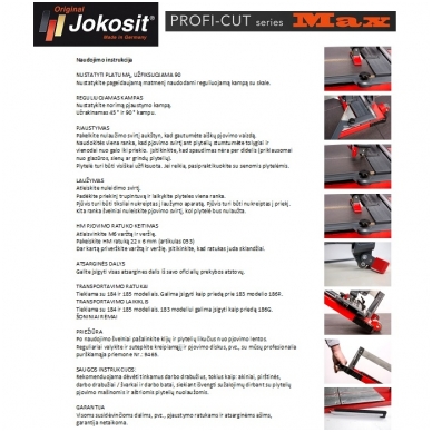 Plytelių pjaustymo staklės JOKOSIT PROFI CUT MAX (1200 mm) 4
