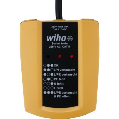 Lizdų testeris 230 V AC WIHA, Elektrikams Lizdų testeris 230 V AC WIHA, Elektrikams